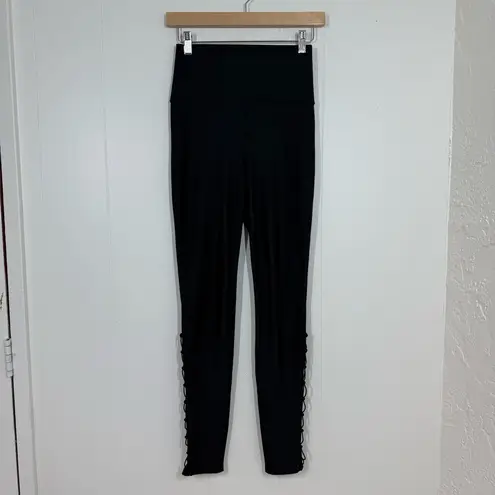 Carbon 38  Black Bungee Lace Ankle High Rise Leggings