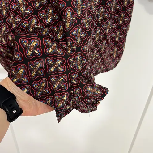 Free Press XS Red and Black Open Back Long Sleeve Lined Romper