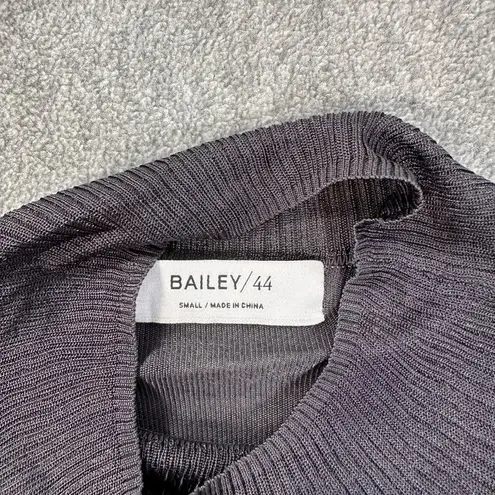 Bailey 44 Mock Neck Sheer Long Sleeve Top Women's Small Gray Ribbed Knit