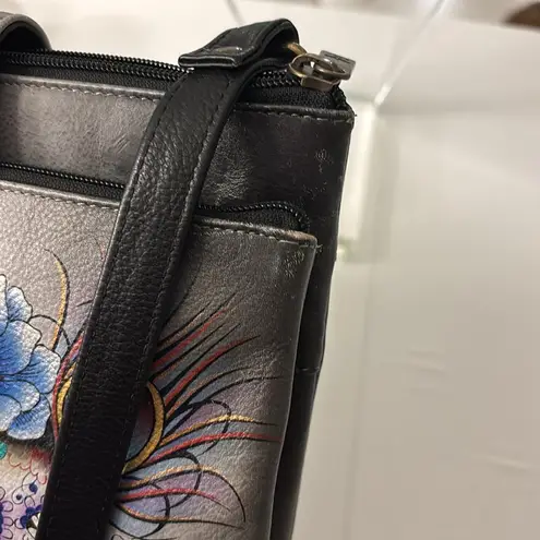 Anuschka Multicolor Skull Art Crossbody Bag