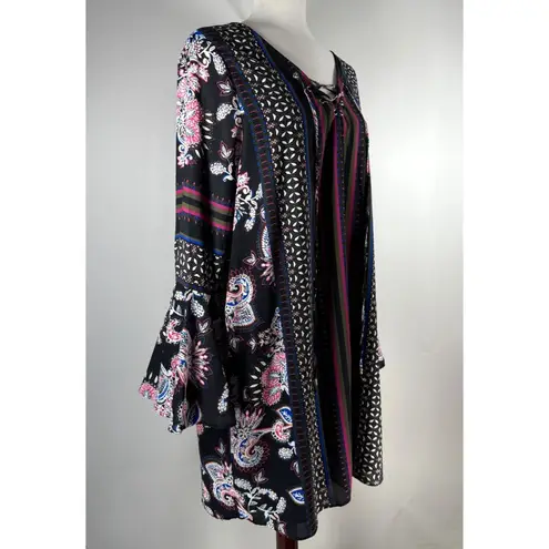 Ella Moon Dress Big Bell Sleeves Multicolor Paisley Size XL Boho Goth Artsy NWT Black