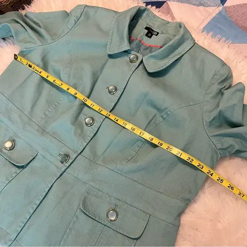 East 5th Woman Button Front Blazer Jacket Size 2X Blue Green Color? 3/4 sleeves