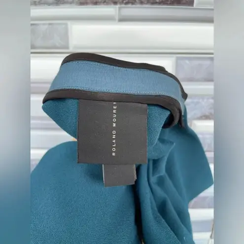 ROLAND MOURET JEDDLER TEAL CREPE CAP SLEEVE DRESS SIZE 14 Green