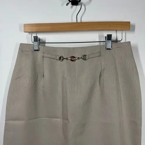 Laura Scott Pencil Skirt Women's Size 12 Tan Back Slit Career Work Minimal Y2K