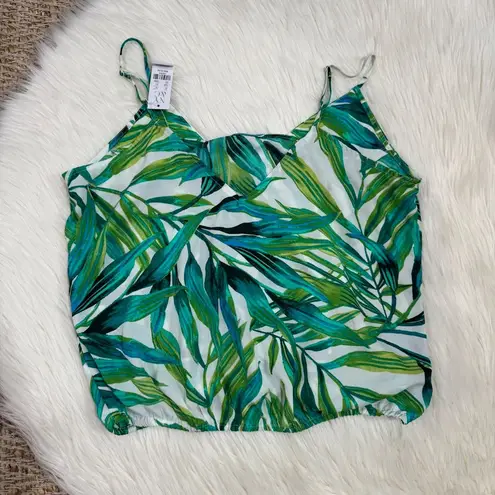 New York & Co 7th Avenue Women's Green Palm Print Spaghetti Strap Top Size M Size M
