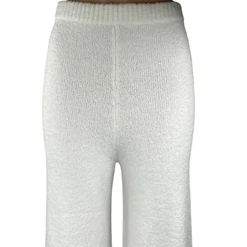 Magnolia Boutique White Fleece High Waisted Pull On Wide Leg Lounge Pants Sz S