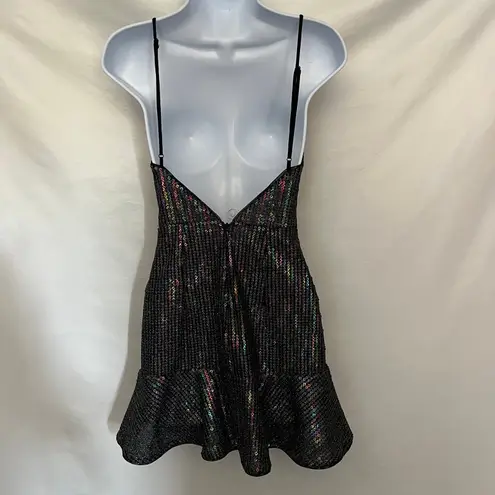 X by NBD Sequin Mini Cocktail Dress XS Ruffle Y2K LBD Whimsigoth Vampy Clubwear