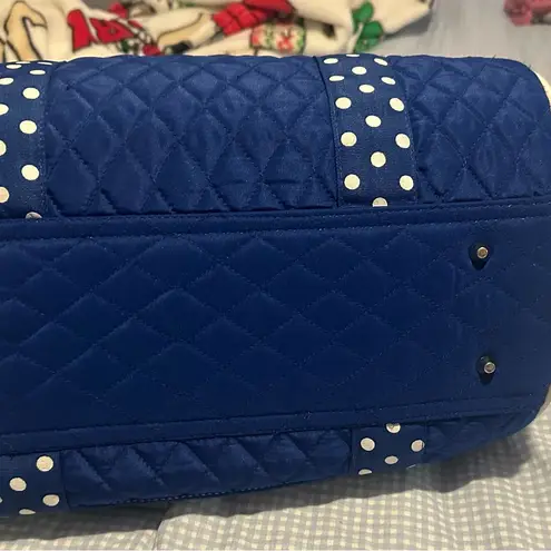 Blue Quilted Duffle Bag with Polka Dot Bows