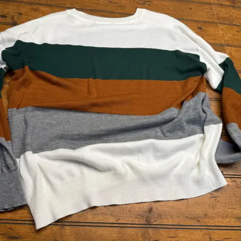 SHEIN Curve 0XL Colorblock Striped Long Sleeve Sweater Women's White Size undefined - Image 4