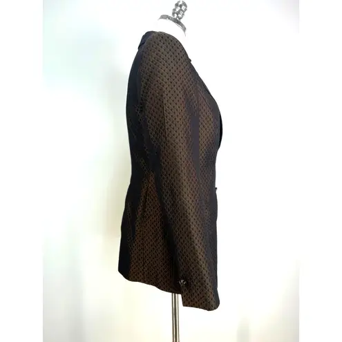 Escada Silk & Wool Blazer Brown Diamond Quilt Size 4