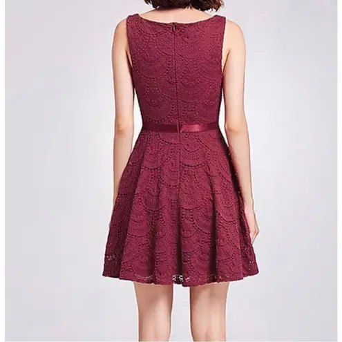 Alisa Pan Burgundy Lace Fit & Flare Dress Size 8 Red