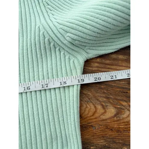 A2 Y2K VTG L.L.Bean XL Knit Ribbed Long Sleeve Cotton Blend Top Mint Green