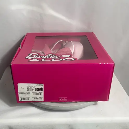 Barbie x ALDO Pink Satin Rhinestone Heart Platform Heels Size 8 NIB 2023