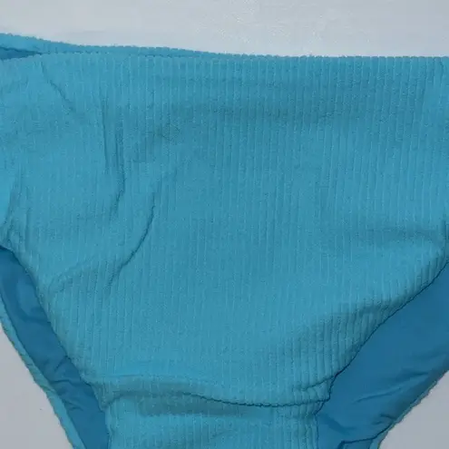 Free People x Toast Swim Low Rise Hipster Bikini Bottom Ribbed Turquoise XL Blue