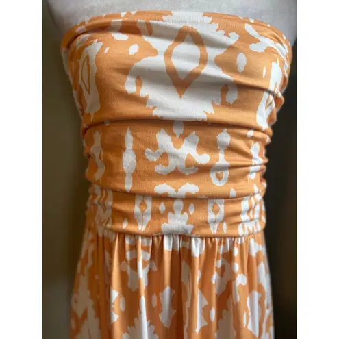 Grace Karin Orange White Strapless Maxi Dress M boho Resort wear vacation