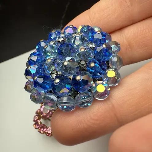 Colorful Rhinestone Brooch Pin Lot Of 3 Vintage