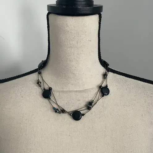 Elegant Black Beaded Layered Necklace Chain Y2K Trendy Chunky Artsy Jewelry