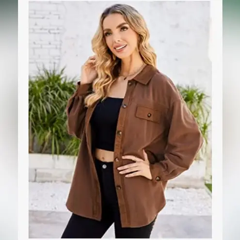 Missky Women’s Super Soft Shacket in Brown Size M