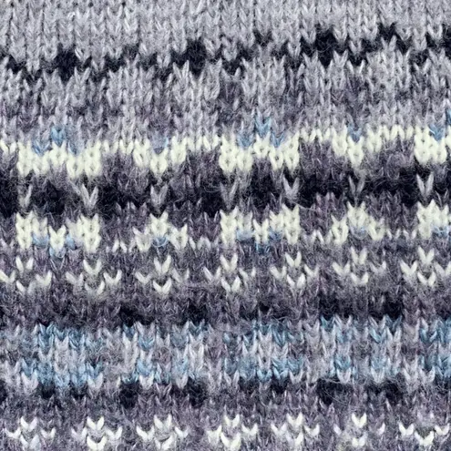 Vintage 90s Lavender Fair Isle Ribbed High V Neck Sweater Small Ski Cabincore Purple