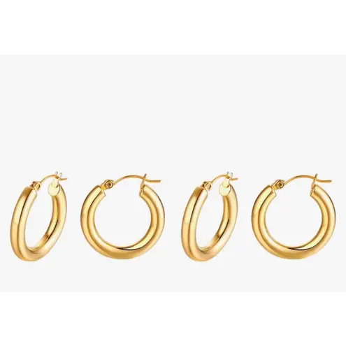 Boutique NEW Large Women’s 18k Gold Filled‎ 22mm Tubular Chunky Hoop Earrings