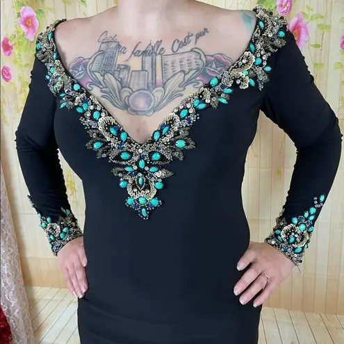 Mori Lee Black Beaded Mermaid Gown Size 0