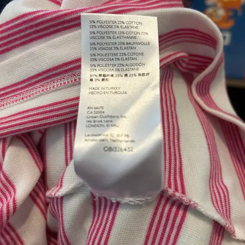 Maeve By ANTHROPOLOGIE Pink White Striped Shirt Tee Top