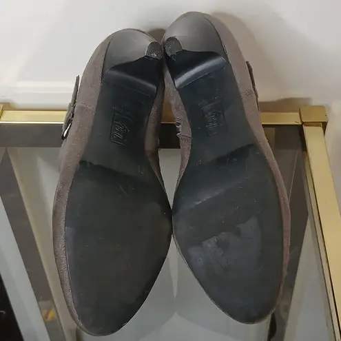 Fioni grey buckle strap heeled ankle booties size 8.5