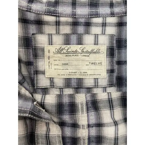 ALLSAINTS Spitalfields Parson Button Down Plaid Women Shirt Size 8 Western Rodeo