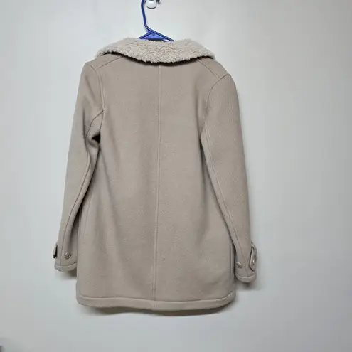 Wilfred Free Aritzia Shearling Lined Wool Coat XS Beige Zip Jacket Menchi Fabric
