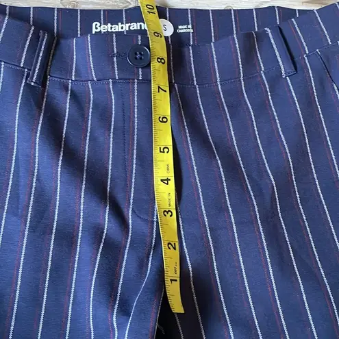 Betabrand  Womens S Straight Leg Yoga Dress Pants Navy Blue Thin stripes Comfort