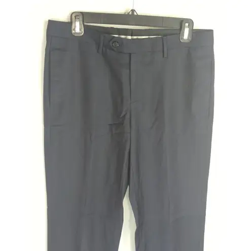 Emporio Armani Women's Solid Mid Rise Straight Leg Dress Pants Navy Size Large