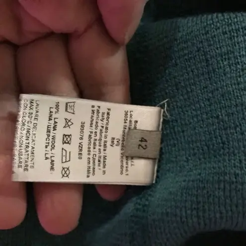 Bottega Veneta NWOT teal short-sleeved patterned wool dress.