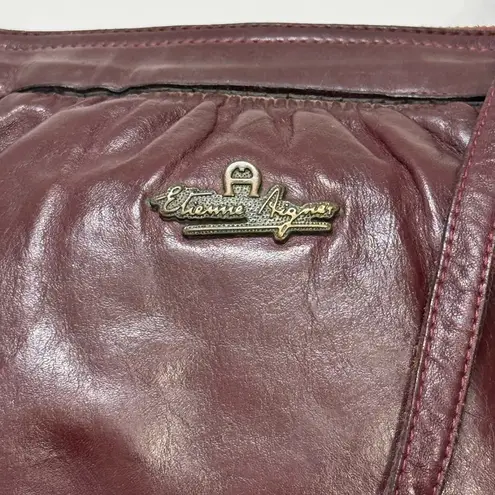 Etienne Aigner Dark Burgundy Leather Shoulder Bag