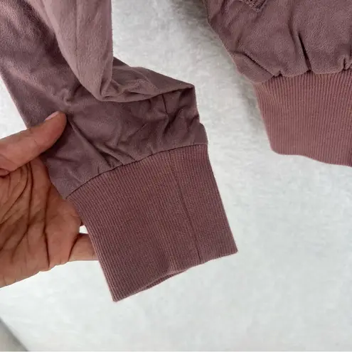 On The Road Mauve Pink Faux Suede Lace Up Zip Front Bomber Jacket