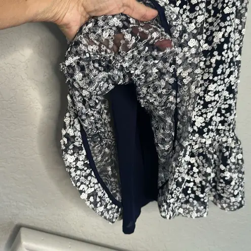 Michael Kors  Floral Sequin Ruffle Hem Dress Short Cocktail Party Wedding NYE thumbnail 6