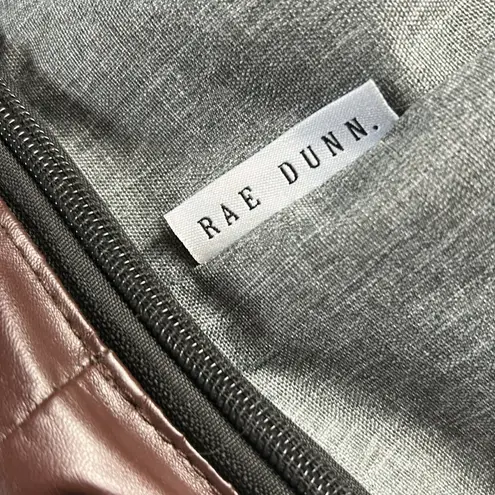 Rae Dunn Large “Pack Light” Gray and Brown Vegan Leather Overnight/Tote Bag