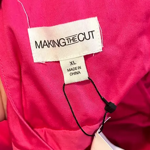 Hot Pink Ruffle Tiered Maxi Dress V Neck Tie Back Occasion Party Size XL