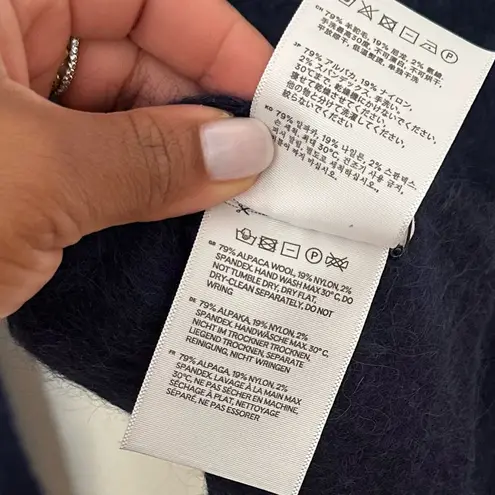 Soft Goat Brushed Alpaca Blend Wool Scarf Wrap Navy Blue