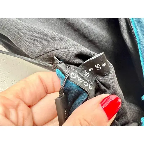 AQ/AQ NWT Strappy Sleeveless Deep V Neck Nori Midi Dress Colorblock Women's US 4