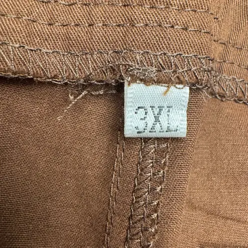 Women's Cargo Pants Brown 3XL Utility Pockets Zipper Accents Wide Leg Size 3X