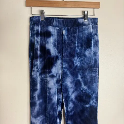 Cute flare leg tie dye cord textured wide leg bell bottom pants size small Blue