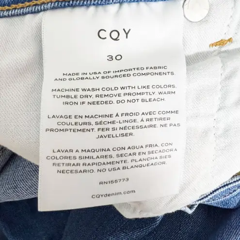 CQY Sunday Dream Wide Leg Cropped Cotton Stretch Denim Jeans Blue 30