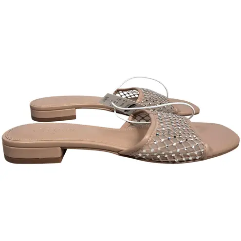 J. Crew Factory Rhinestone mesh slide sandals CI954 6 NWT Tan