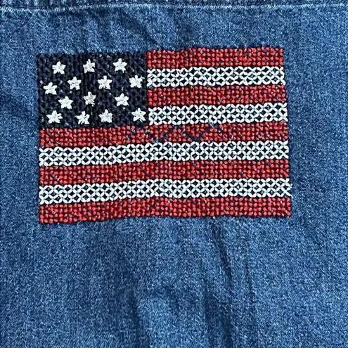 Donna Ricco NWT Donna Rico Vintage 1990s Overalls American Flag Patchwork Wide Leg Crop XL