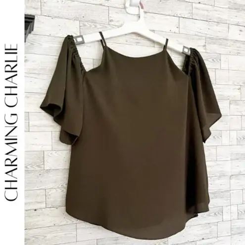 Charming Charlie ON SALE!  Green Off The Shoulder Top, M