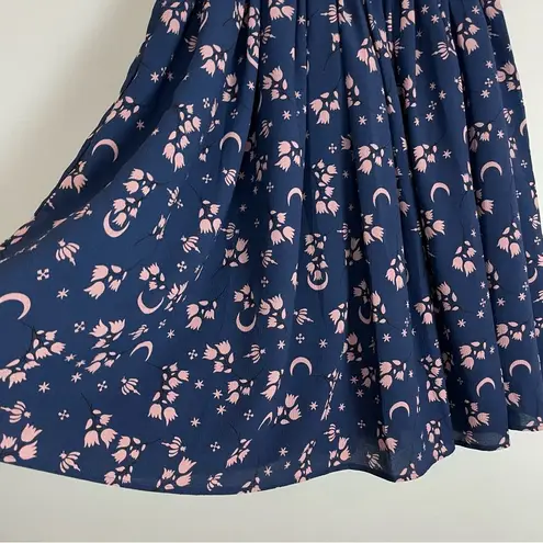 Collectif London Skirt Jasmine Moonflower Floral Blue Size Small 6 A