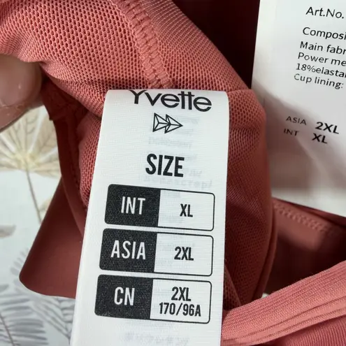 Yvette High Support Front Zip Sports Bra Rose Pink Workout Active Size XL – NWT