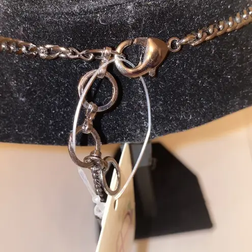 Amrita Singh Noho triangle statement necklace. Black/ silver with crystals. NWT.