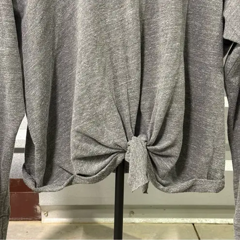 Monrow Tie Front Sweatshirt Gray Relaxed Crewneck Athleisure Lounge Cozy Size M