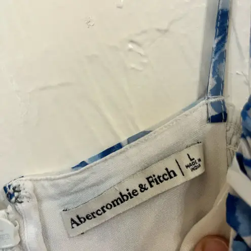 Abercrombie & Fitch  Ruched Chiffon Blue Floral Midi Dress size L